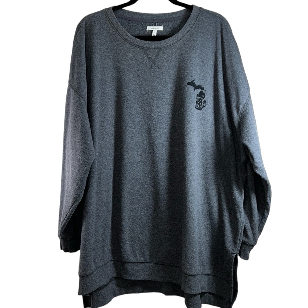 Maurice's Willowsoft Michigan State Graphic Tunic Gray Sweatshirt, Women's 3X